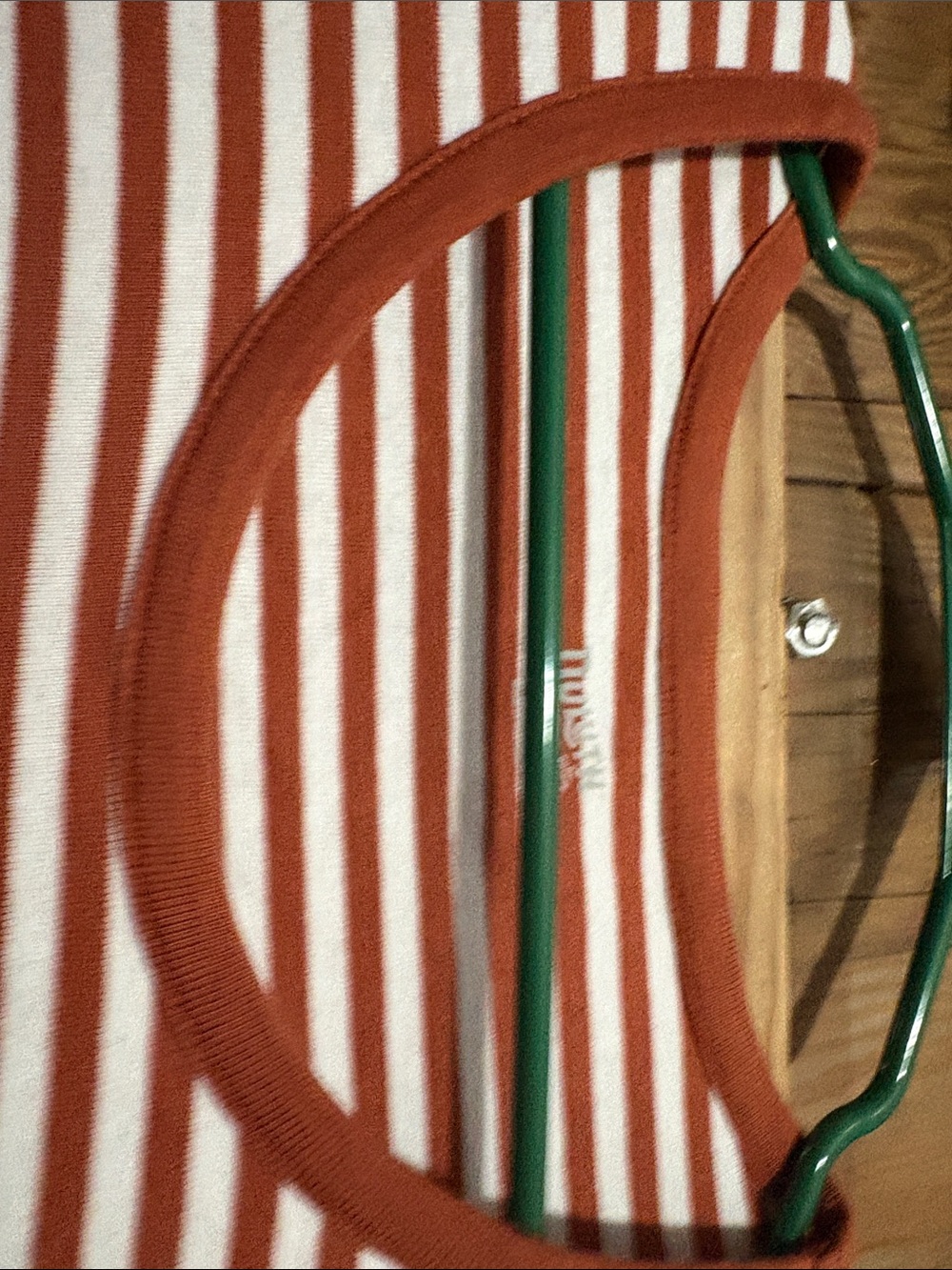 Duluth Trading Co Rust and White Striped Knit Tee - Picture 4 of 5